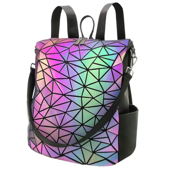 iridescent geometric backpack